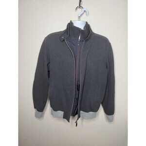 Zegna Sport Zip Jacket Mens Sz L fits like MED Gray Full Double Zip Luxury Italy